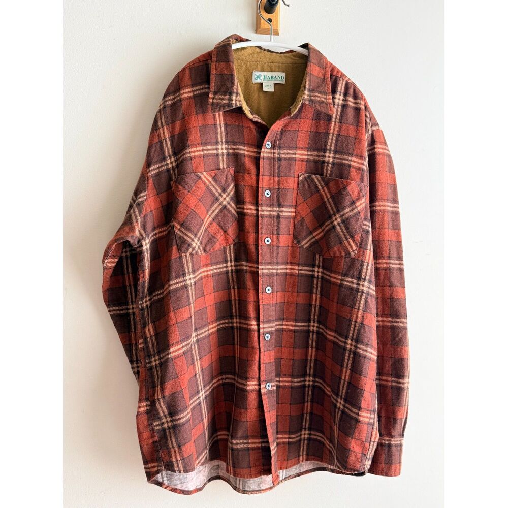 brown plaid vintage flannel - Haband - Men's Medium